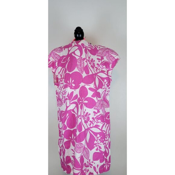 Boden Dress Womens Pink/White Floral 100%  V Neck Tunic UK 14R US 10 - Picture 6 of 15